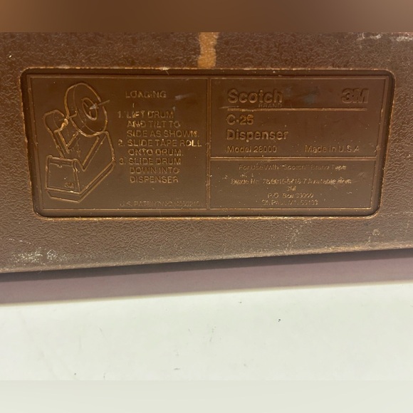 Vintage SCOTCH 3M C-25 Tape Dispenser‎ Model 28000 Heavy-Duty Made in USA - Picture 12 of 12